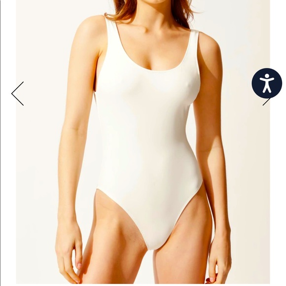 Solid and stripe cream Anne Marie one piece - Picture 1 of 3